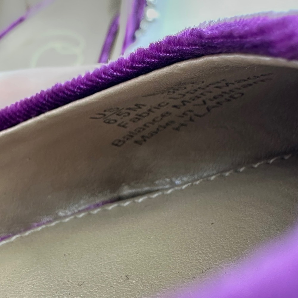 Sam Edelman Hyland Velvet Mule Heels 6.5 Purple Pearl Crystal Strap Glam Y2K NIB - Picture 16 of 16